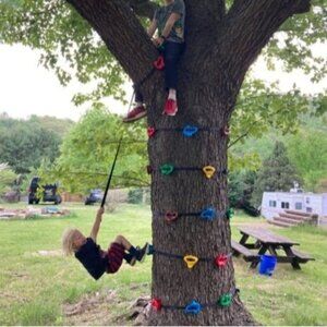 18 Ninja Tree Climbing Holds and 6 Sturdy Ratchet Straps for Kids Tree Climbing